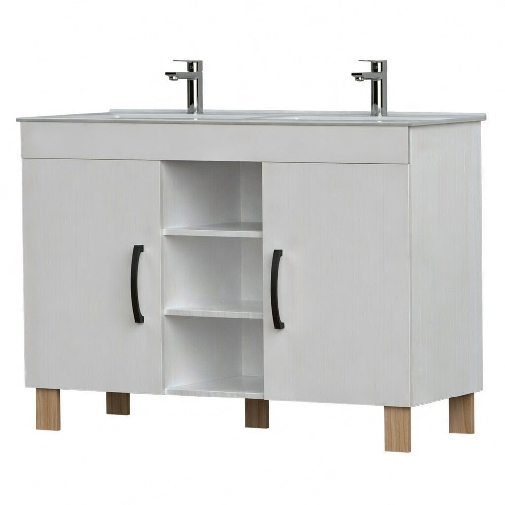 Flamingo White Floor Standing Cabinet & Ceramic Drop In Basin - 1200mm