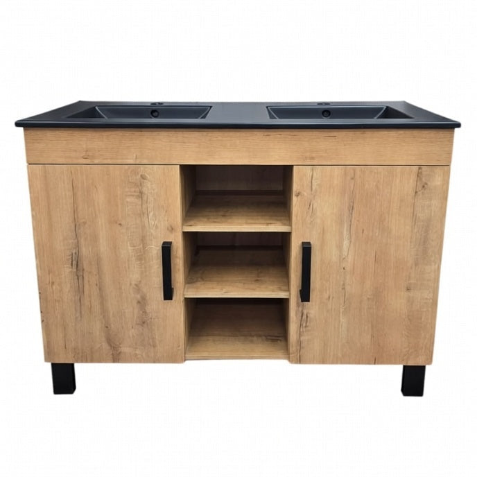Flamingo Brown Vanity 2 Door Twin Sink