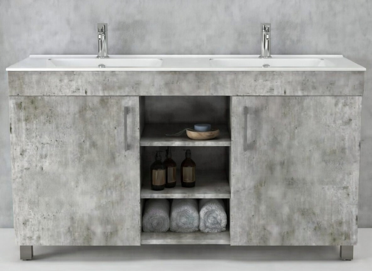 Flamingo African grey Vanity 2 Door Twin Sink