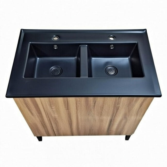 Flamingo Brown Vanity 2 Door Twin Sink