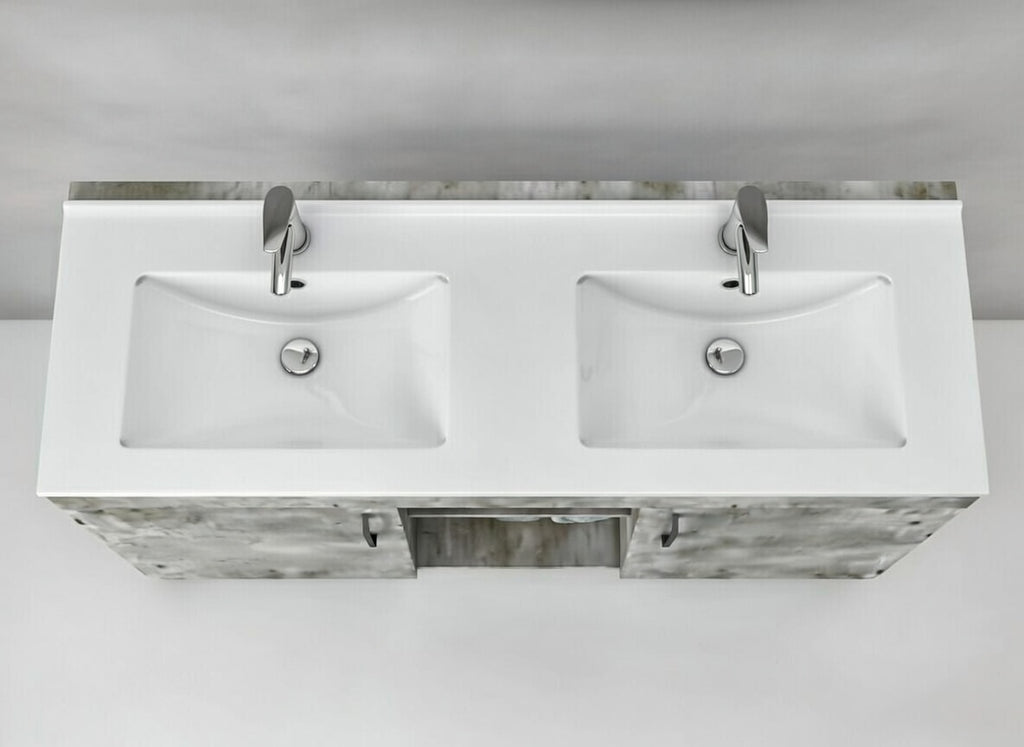 Flamingo African grey Vanity 2 Door Twin Sink