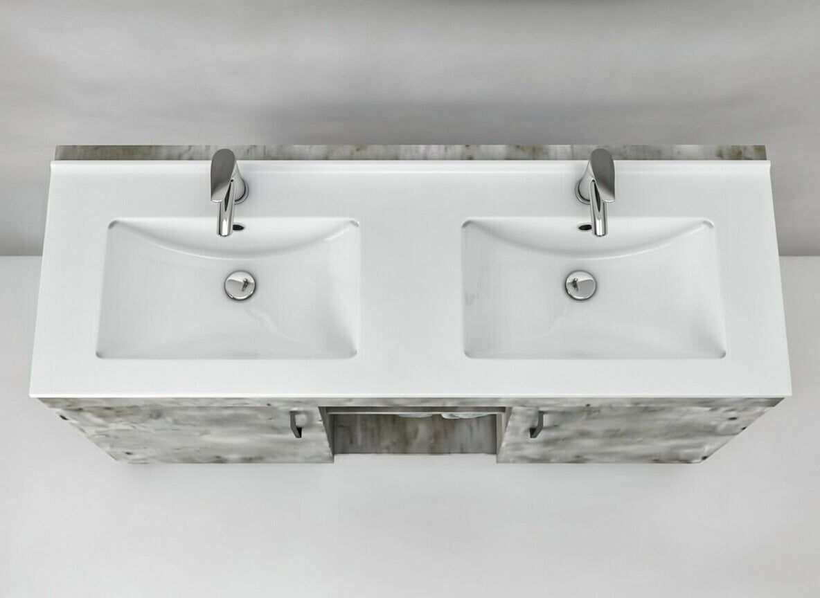 Flamingo African grey Vanity 2 Door Twin Sink
