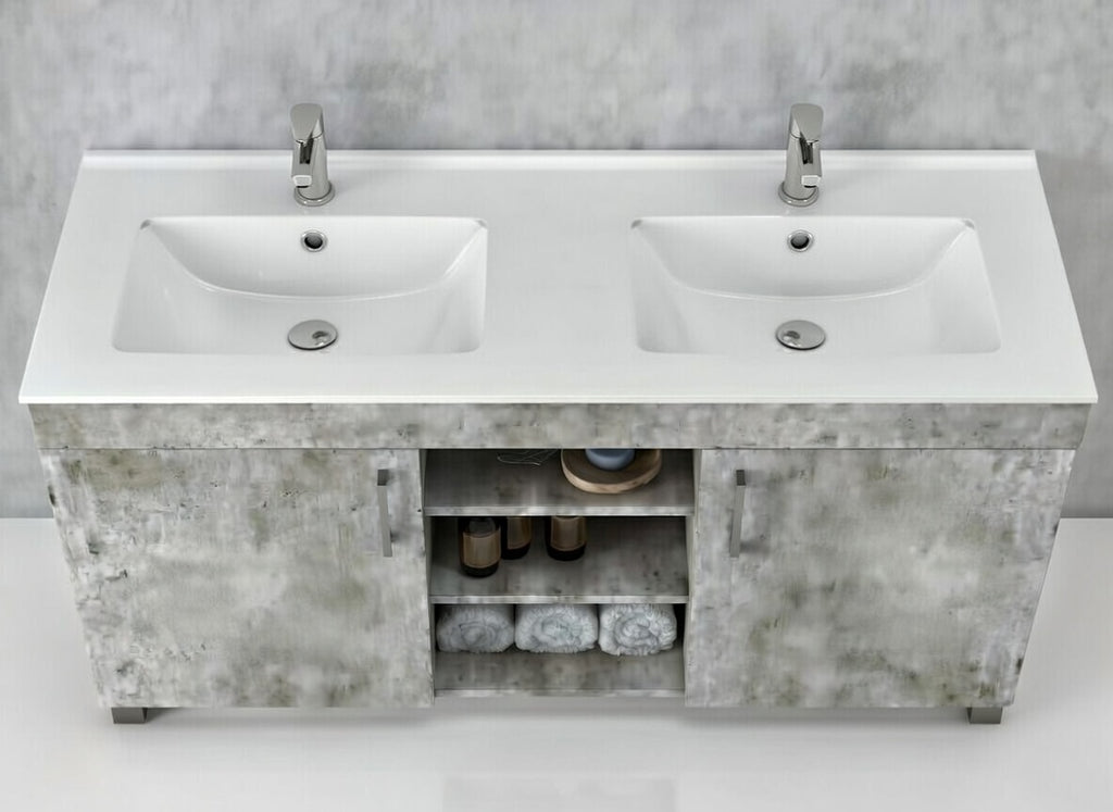 Flamingo African grey Vanity 2 Door Twin Sink
