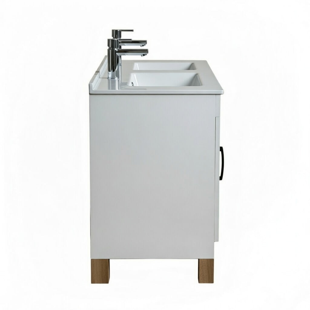Flamingo White Floor Standing Cabinet & Ceramic Drop In Basin - 1200mm